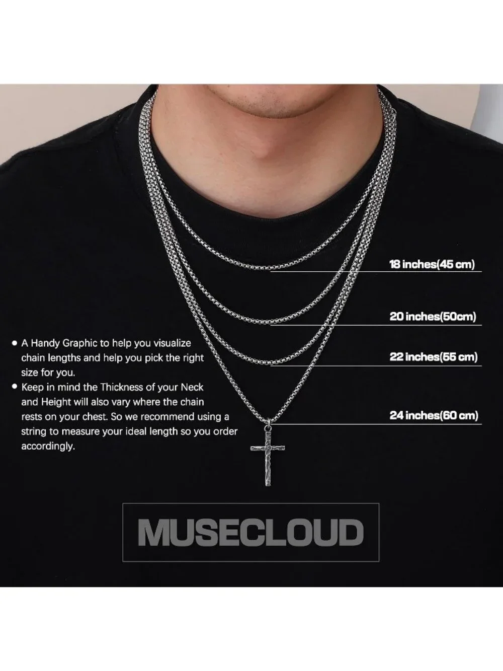 Men's Silver 925 Sterling Cross Necklace Oxidized Hammered Pendant Jewelry